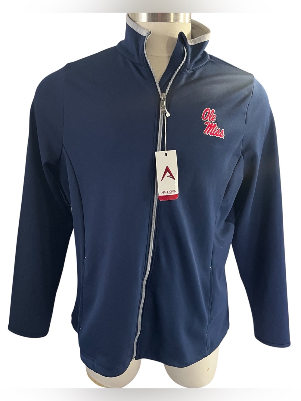 Antigua Navy Blue Ole Miss Rebels Jacket Women Sz 2X XXL Full Zip Leader NWT